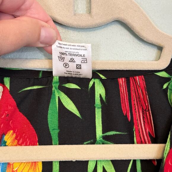 La LeeLa Swimwear Kaftan Dress Cover Up Womens OS Green Parrot Bamboo Summer - Picture 7 of 7